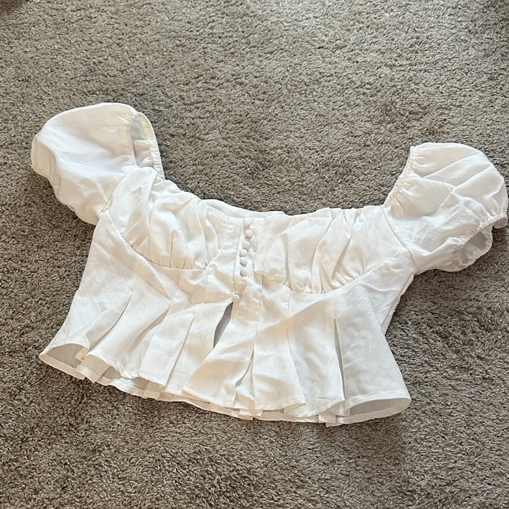 Elegant White Puff Sleeve Top